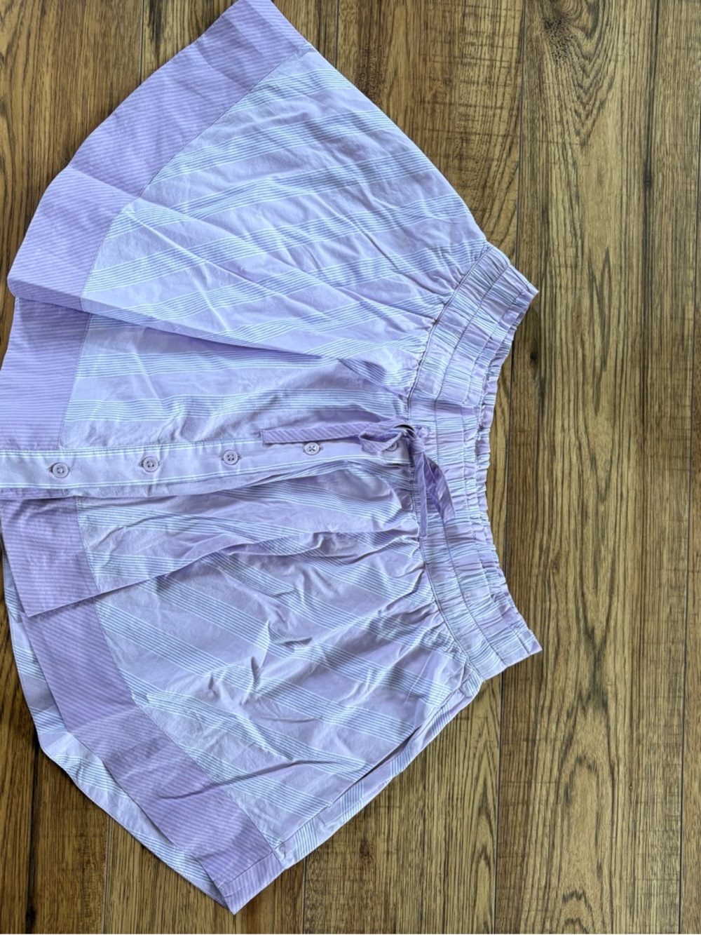 Lavender Striped Elastic-Waist Mini Skort
